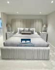 Alfonso Linear Lines Wide Panel Headboard Bed Frame