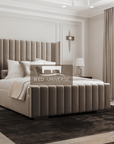 Hamilton Winged Bed Frame, Winged Bed, Chesterfield Bed, Upholstered Bed, Fabric Bed, Wingback Bed, New Bed