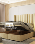 Paulo Winged Linear Stripe Panel Divan Ottoman Storage Bed