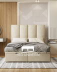 4 Panel Linear Stripe Panel Divan Ottoman Storage Bed