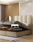 4 Panel Linear Stripe Panel Divan Ottoman Storage Bed