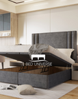 Ferro Panel Linear Stripe Panel Divan Ottoman Storage Bed