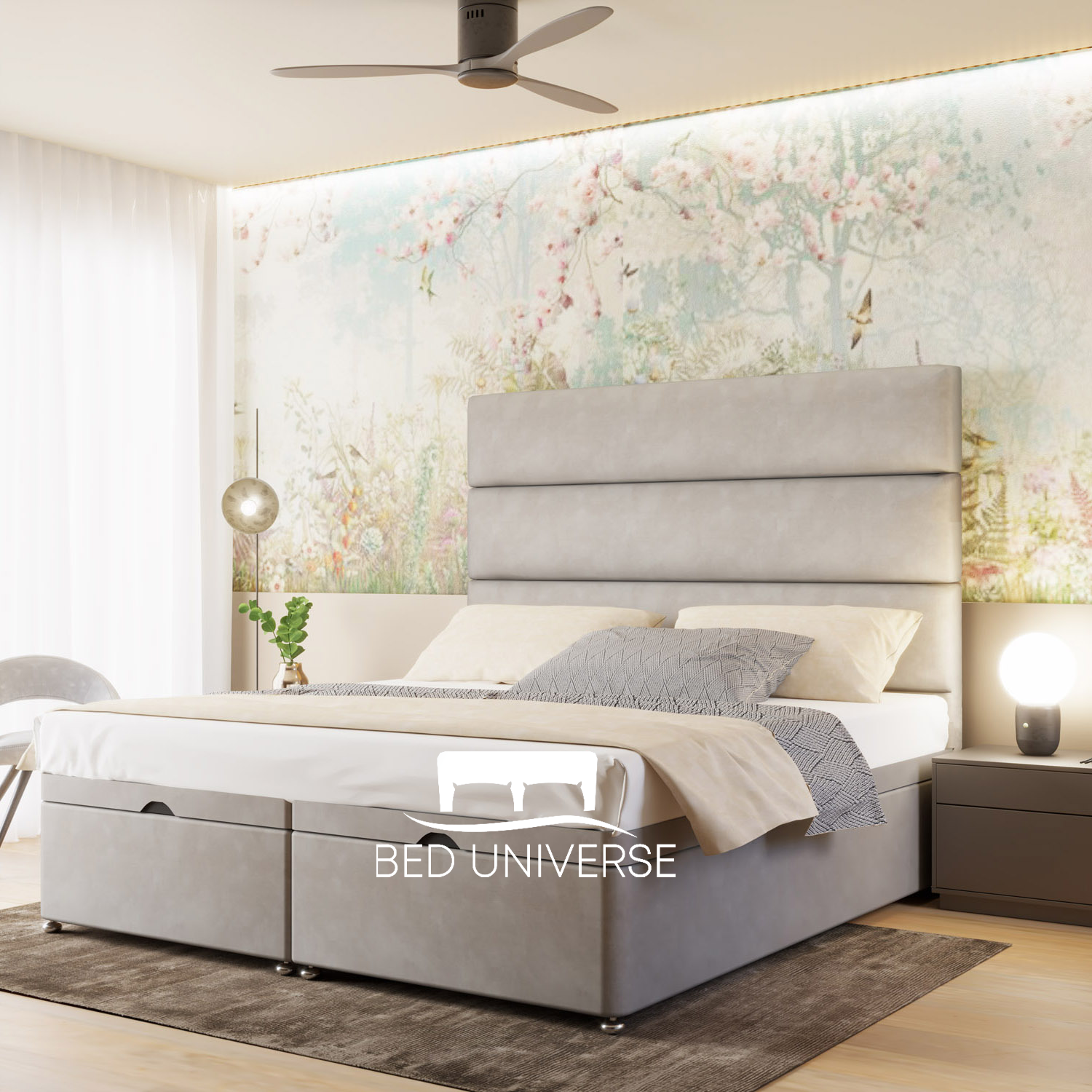 Faze Lines Panel Linear Stripe Panel Divan Ottoman Storage Bed