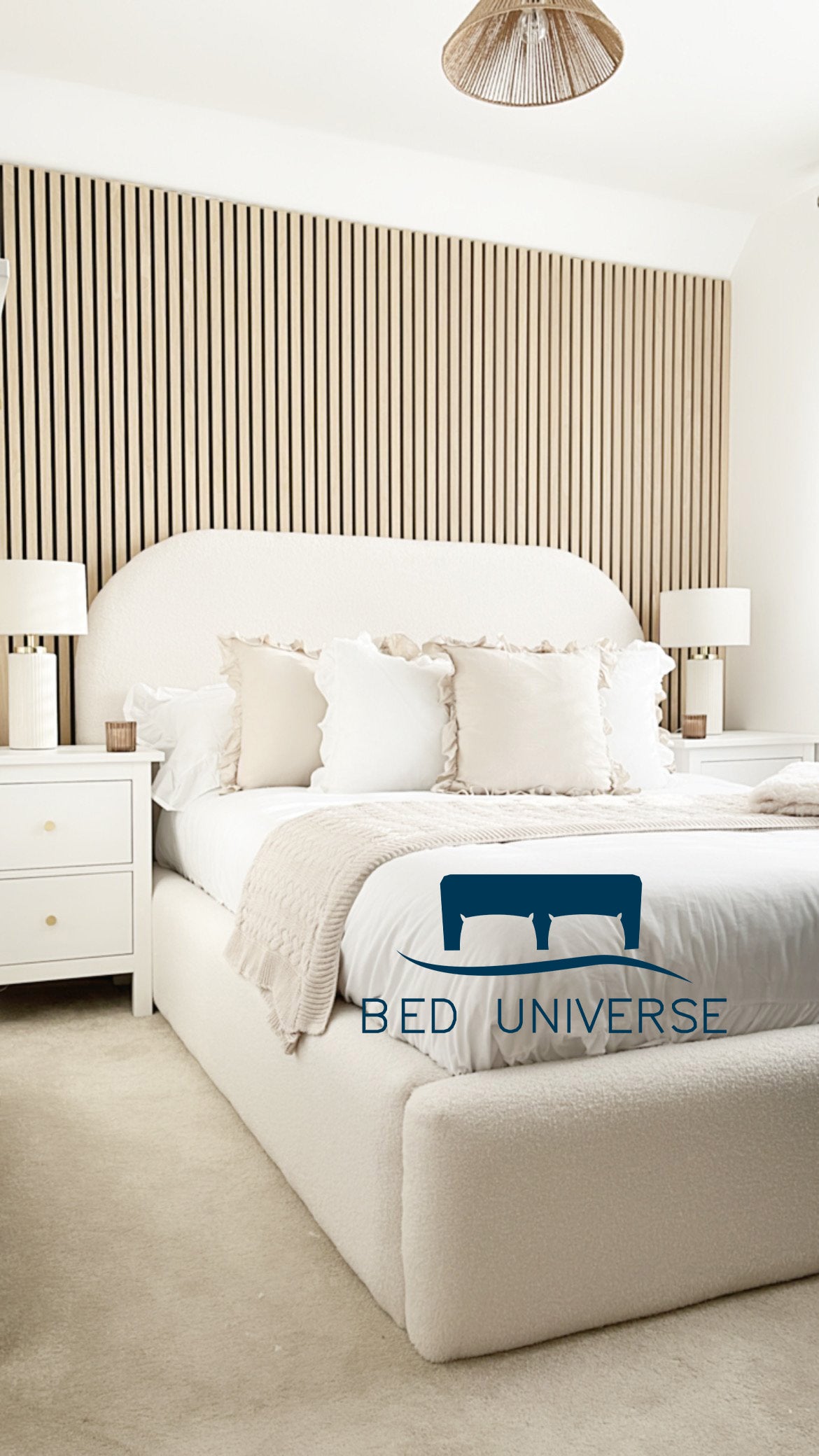 Lusso Cream Teddy Boucle Bed Frame
