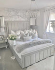 Wynn Stripe Line Upholstered Bed Frame | Bed Universe