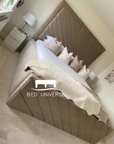 Gracey Lines Stripe Panel Upholstered Fabric Bed Frame