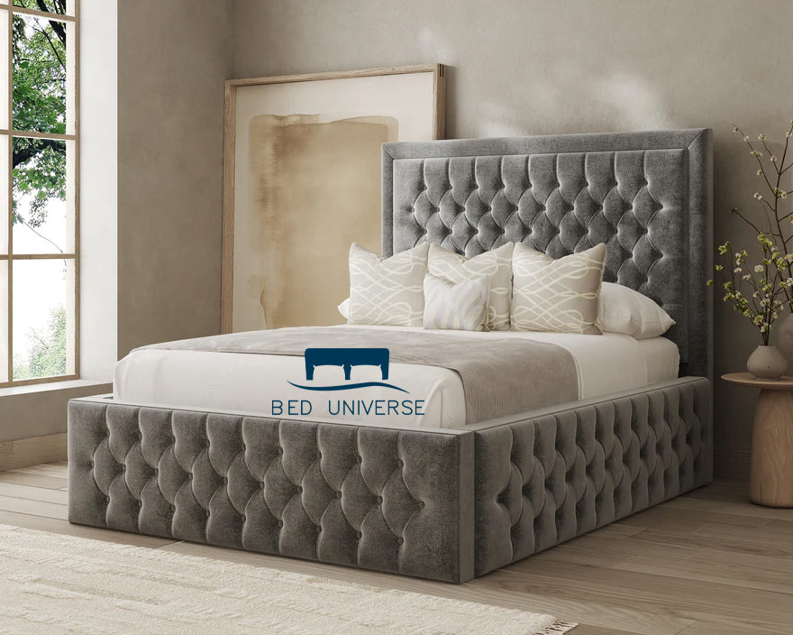 Zanzi Chesterfield Fabric Upholstered Fabric Bed Frame