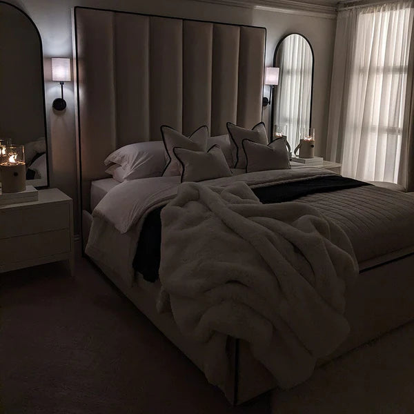 Adriana Tall Headboard Piped Bed Frame