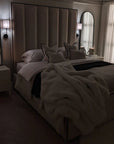 Adriana Tall Headboard Piped Bed Frame