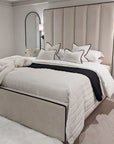 Adriana Tall Headboard Piped Bed Frame
