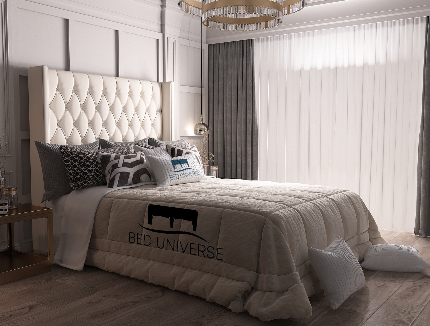 Julius Winged Plush Bed Frame