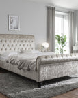 Cremio Chesterfield Sleigh Scroll Bed Frame