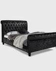 Fabio Black Chesterfield Sleigh Scroll Bed Frame