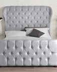 Sevina Winged Designer End Bed in Silver Naple - Bed Universe