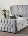 Sevina Winged Designer End Bed in Silver Naple - Bed Universe