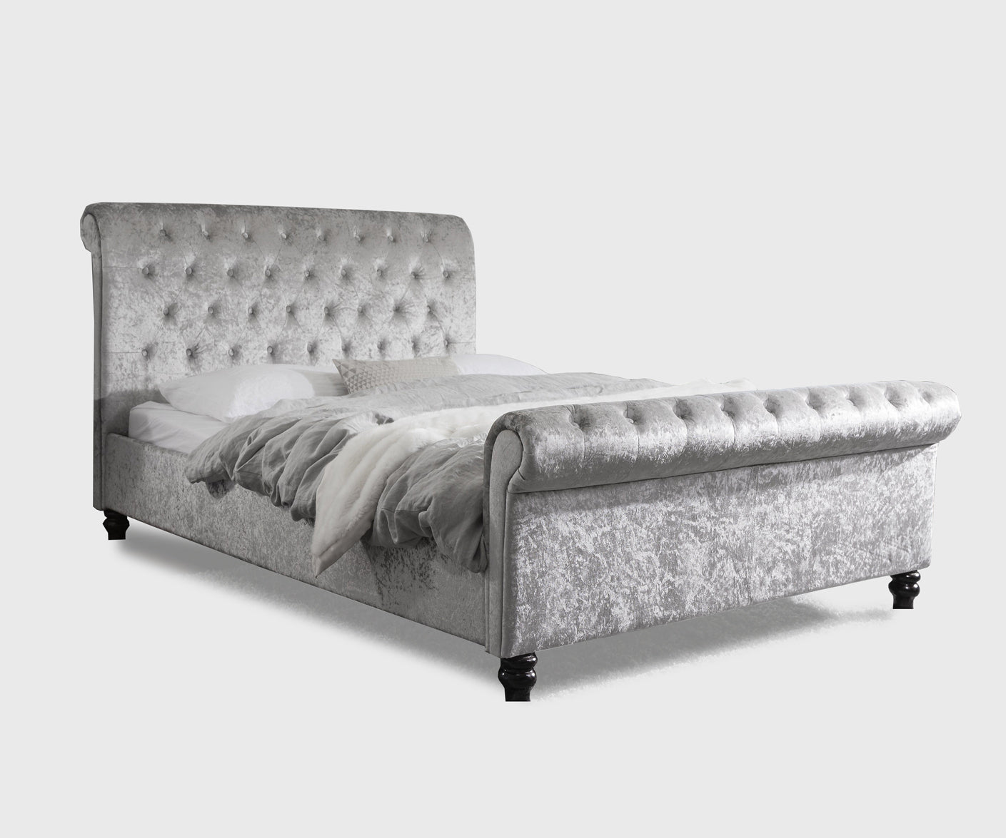 Silver lining Chesterfield Sleigh Scroll Bed Frame