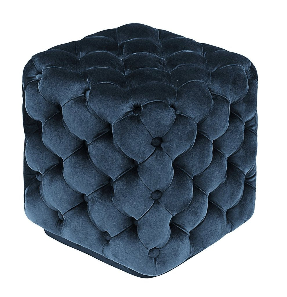 Rylai Square Tufted Mystic Blue Pouffe Footstool