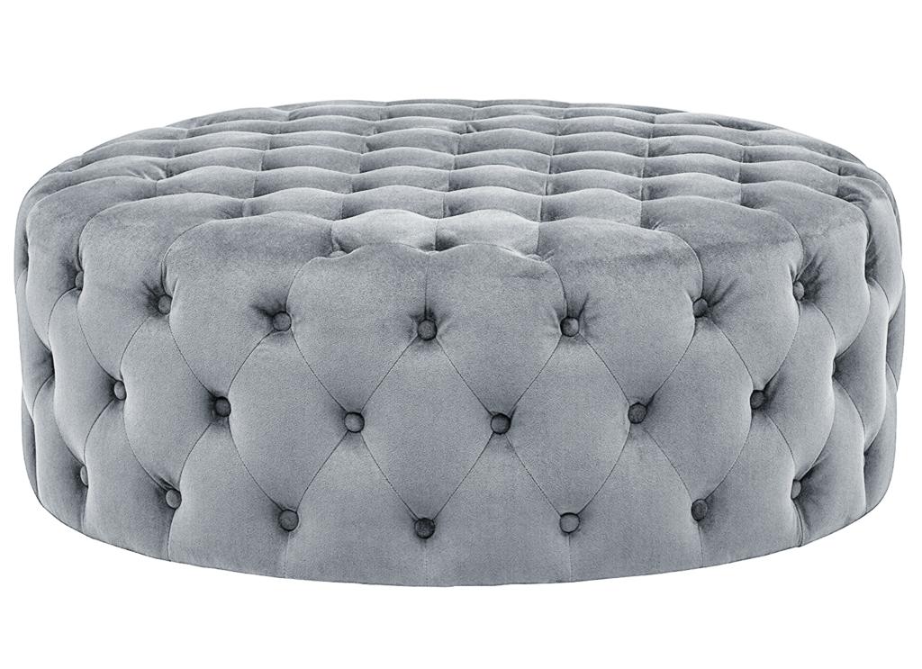 Sandra - Round Velvet Ottoman Upholstered Coffee Table