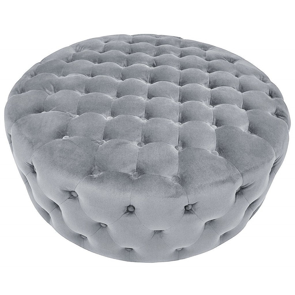 Sandra - Round Velvet Ottoman Upholstered Coffee Table