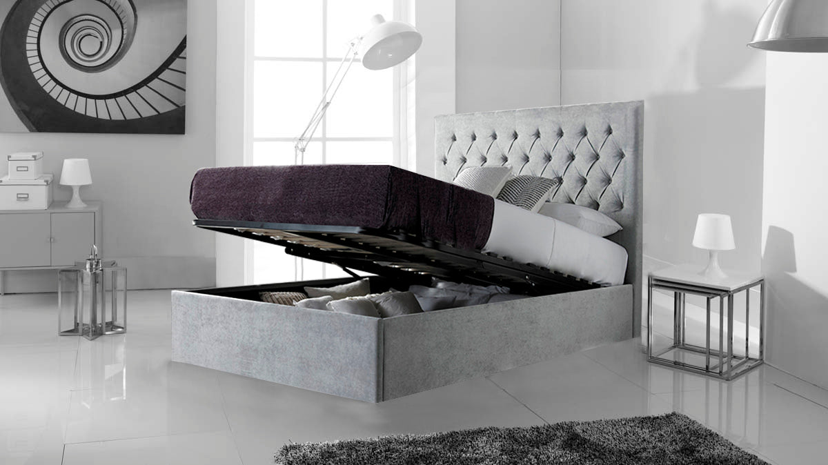 Liana Silver Naple Ottoman Storage Bed