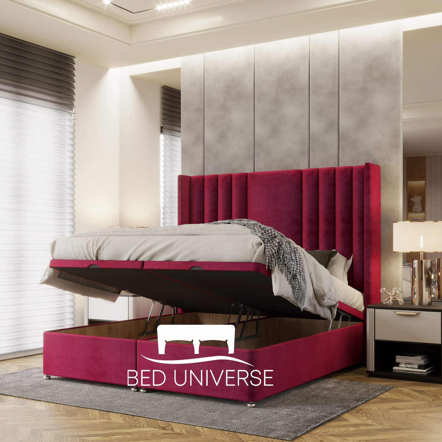 Sandy Winged Divan Ottoman Storage Bed