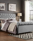 Plano Soft Grey Naple Chesterfield Sleigh Bed Frame