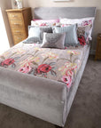 Doriya Plain Swan Sleigh Chesterfield Bed Frame